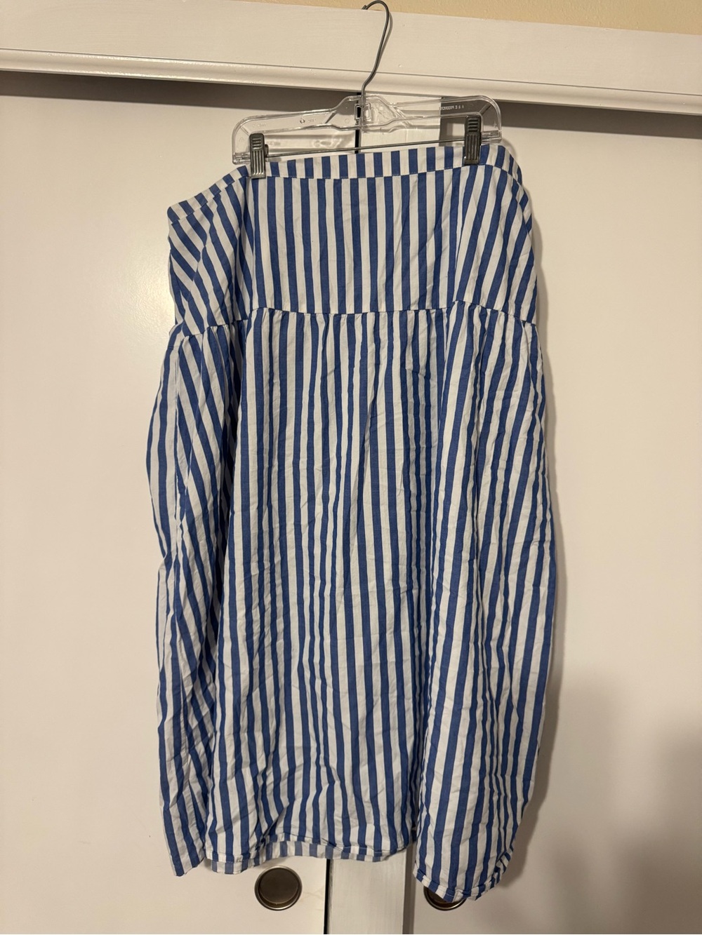 Old Navy Blue and White Vertical Stripe A-Line Skirt